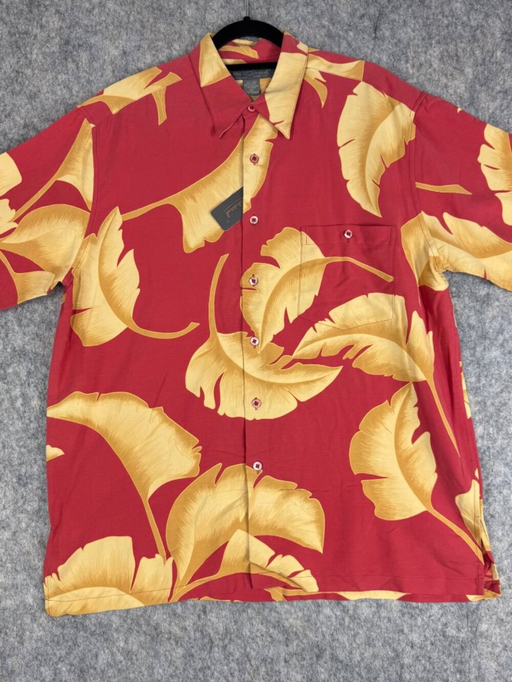 Tori Richard Mens Shirt Silk Floral Hawaiian Sz L Short Sleeve Leaf Collage